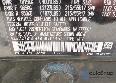 2018 Honda Hr-V Ex-L из США, поврежденный, VIN 3CZRU5H78JM701453